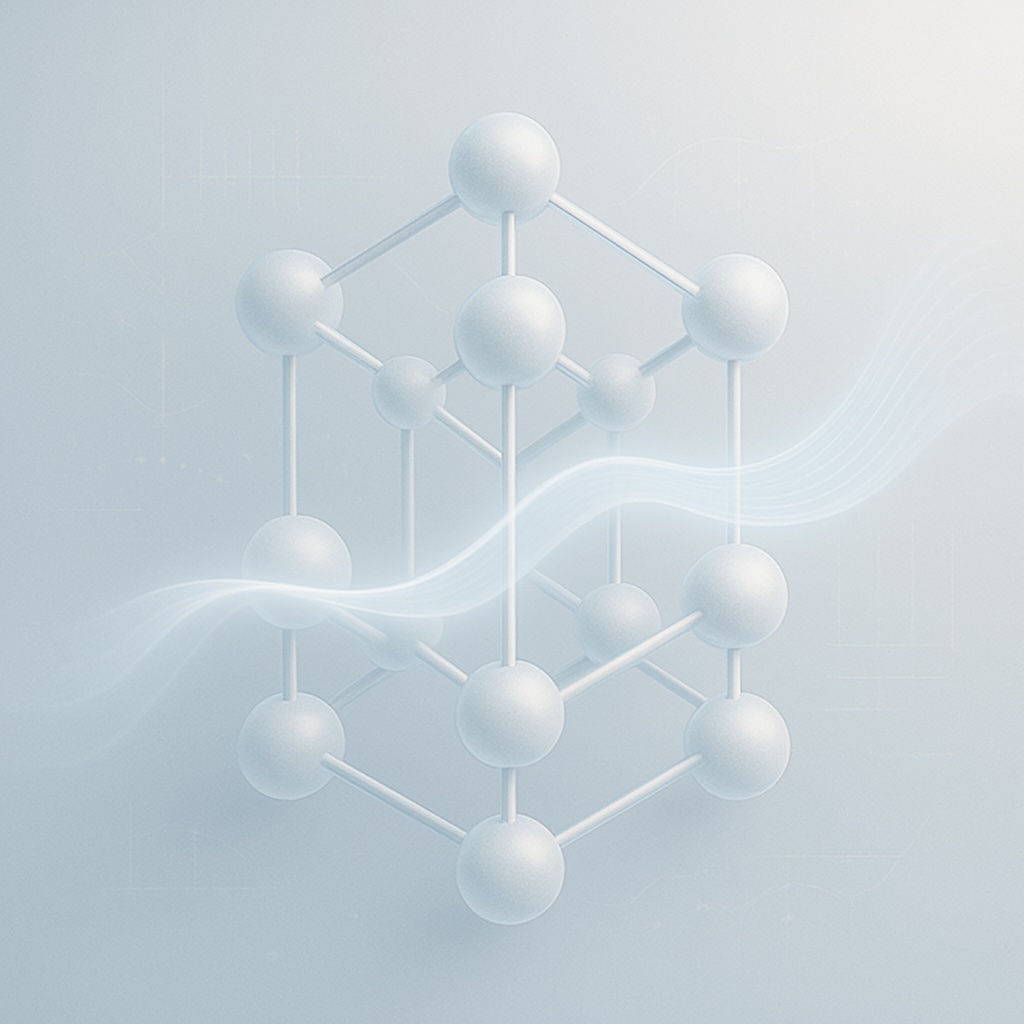 Abstract molecular structure representing supplement certification standards and scientific verification.
