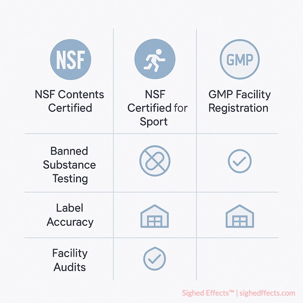 Graphic comparing NSF certification levels with emphasis on Certified for Sport.