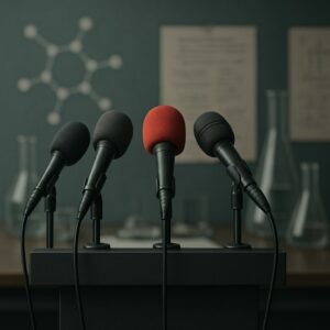 Scientific press conference imagery for supplement research and wellness education collaboration at Sighed Effects.