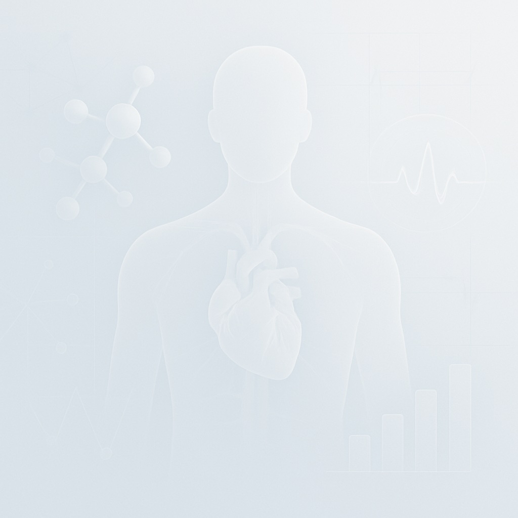 Minimalist medical illustration of a human heart and health data, symbolizing evidence-based general wellness articles