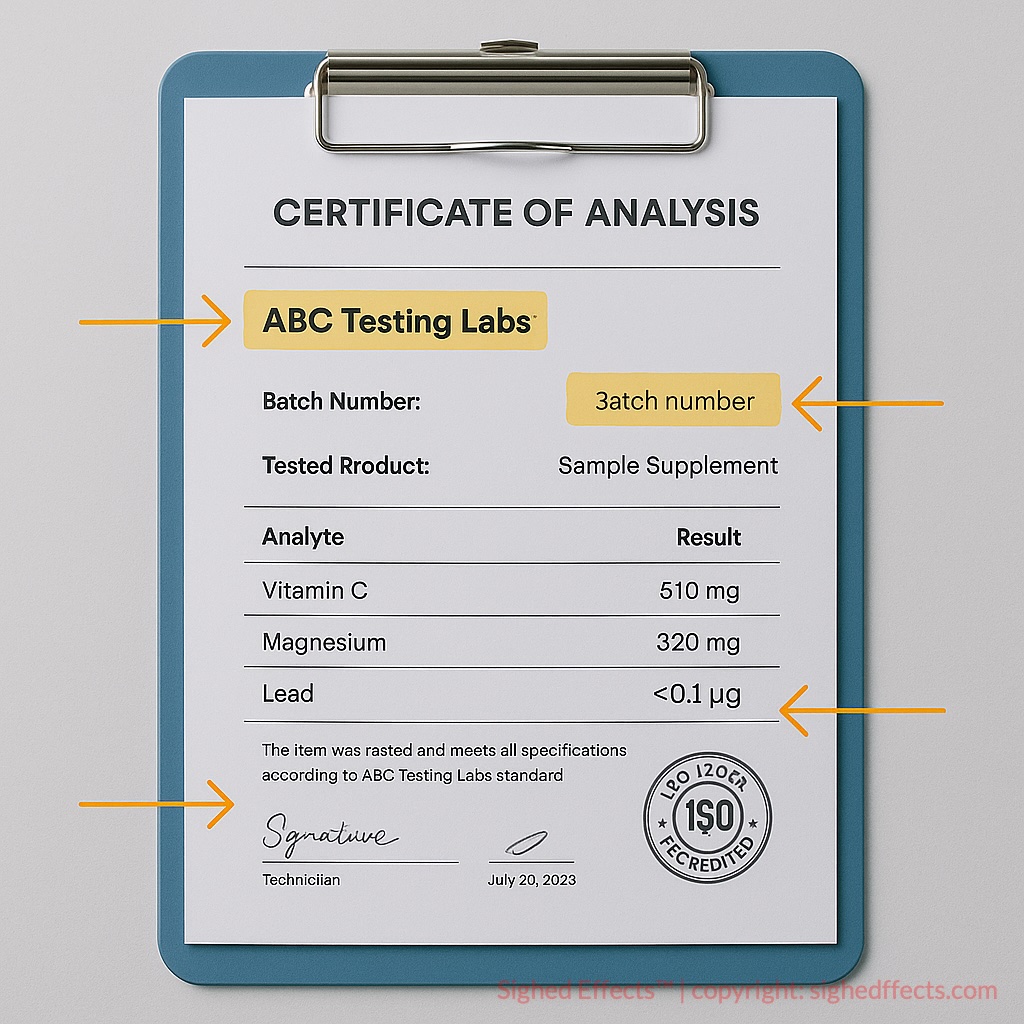 Example of a real supplement lab report