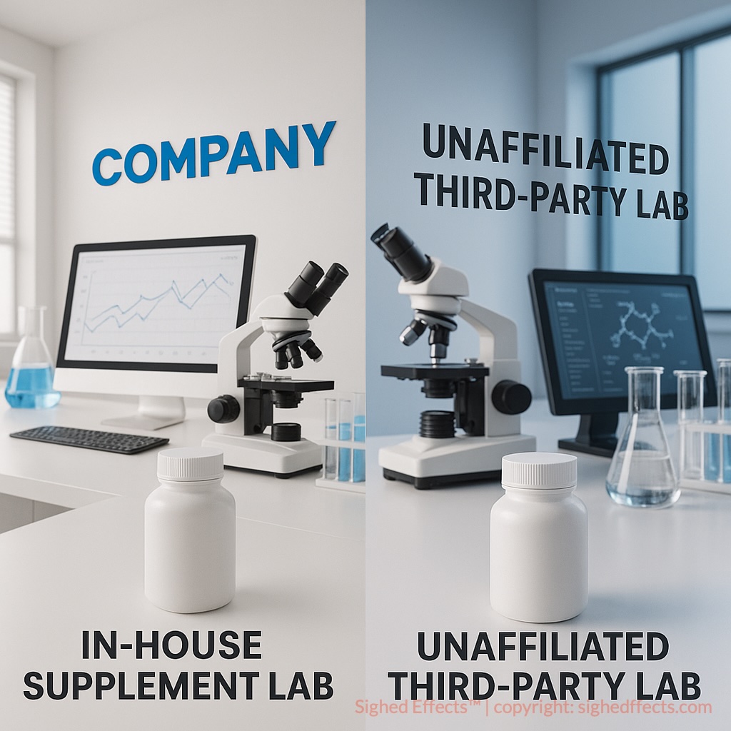 Comparison between in-house and third-party supplement testing