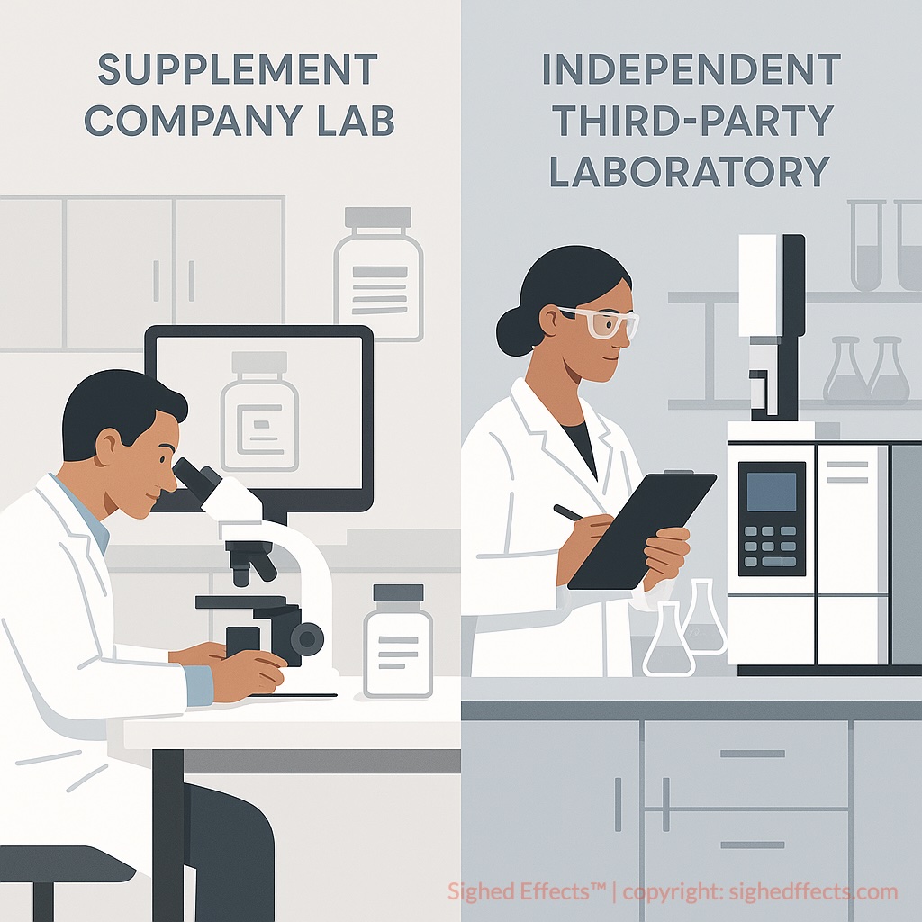 Comparison of in-house and independent supplement testing methods