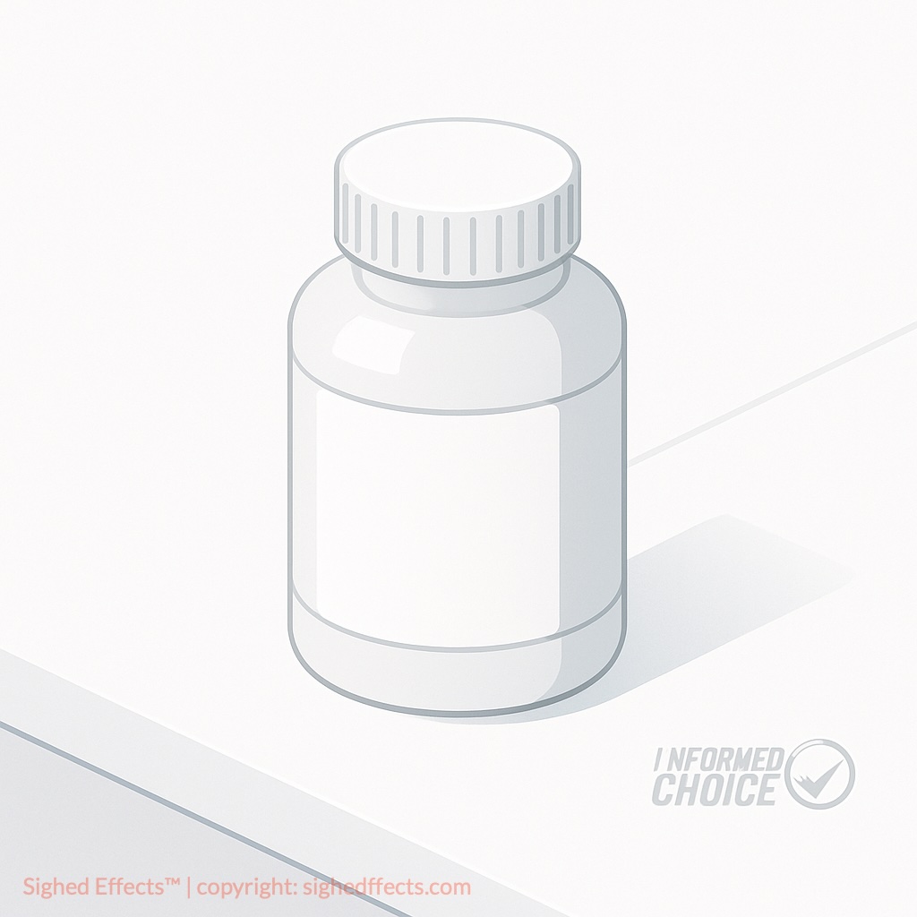 Isometric view of a supplement bottle labeled with Informed Choice certification on a clean white background.
