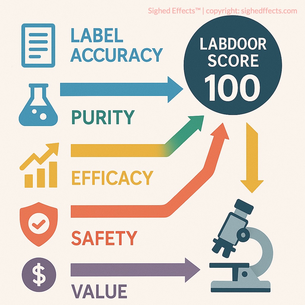 Infographic explaining Labdoor Score and its five rating components